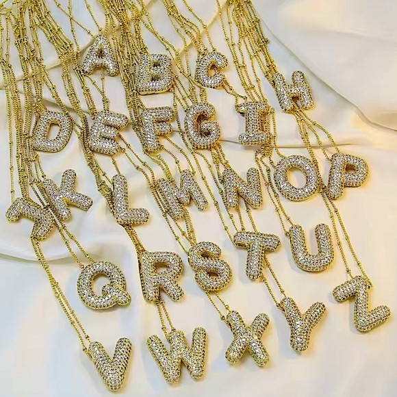 18K Gold Bubble Balloon Initial Necklace-Gold - Picture 5 of 7